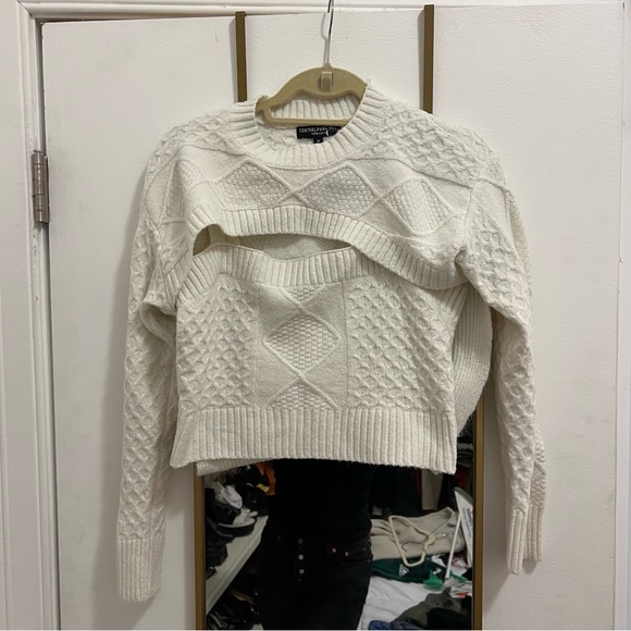 Central Park West "Charlize" Cutout Layered Sweater Medium - Picture 3 of 5